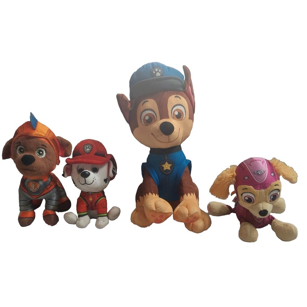 Paw Patrol Plush Lot of 4 Chase Marshall Rocky Skye 8 Inch and 12 Inch